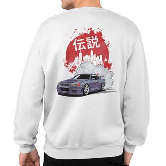 Retro Skyline Automotive Jdm Japanese Legend Tuning Car Sweatshirt Back Print - Monsterry UK