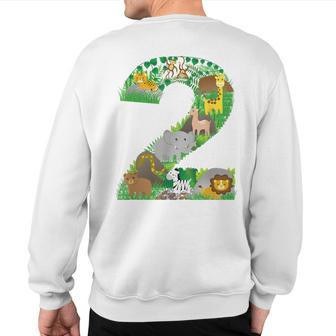 Safari Jungle Zoo Animals Second Birthday Number 2 Sweatshirt Back Print - Monsterry UK