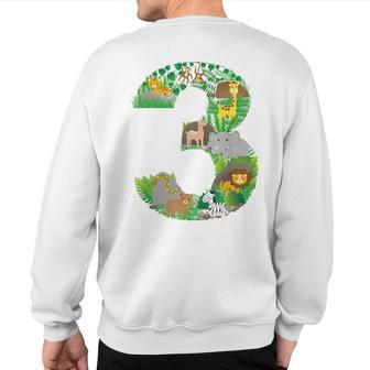 Safari Jungle Zoo Animals Third Birthday Number 3 Sweatshirt Back Print - Monsterry UK