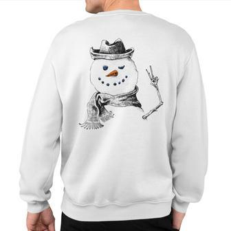 Snowman Peace Sign Christmas Snow Frosty Winter Xmas Sweatshirt Back Print - Seseable