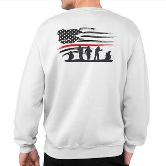 Vintage Thin Red Line Firefighter American Flag Sweatshirt Back Print - Monsterry UK