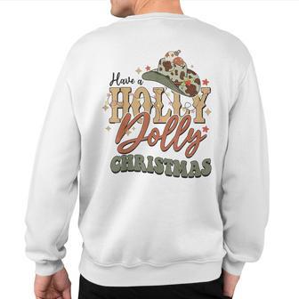 Vintage Western Christmas Howdy Xmas Cowboy Hat Retro Jolly Sweatshirt Back Print - Monsterry CA