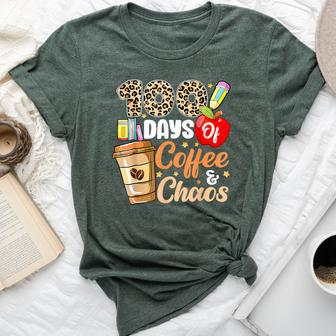 100 Days Of Coffee & Chaos 100Th Day Of School Teacher Kid Bella Canvas T-shirt - Seseable