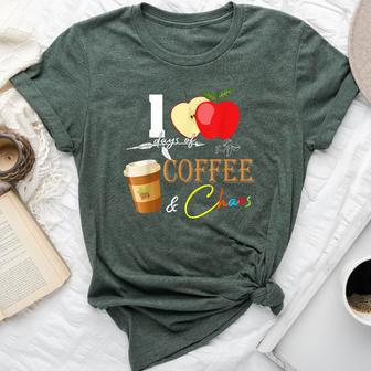100 Days Of Coffee & Chaos 100Th Day School Teacher Bella Canvas T-shirt - Thegiftio UK