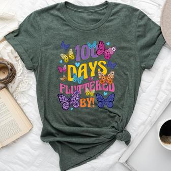 100 Days Fluttered By 100Th Day Of School Butterfly Girl Bella Canvas T-shirt - Monsterry