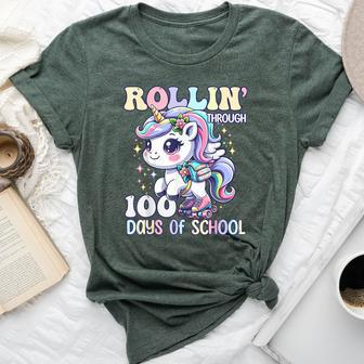 100 Days Of School Girls Teacher 100Th Day Unicorn Outfit Bella Canvas T-shirt | Mazezy