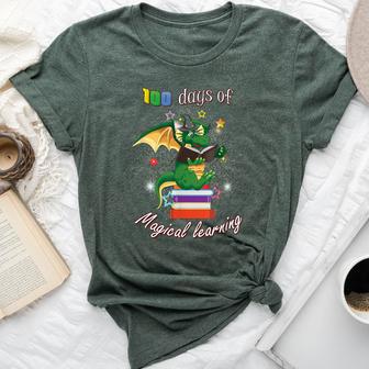 100 Days Of School Magical Learning Book Dragon Teacher Bella Canvas T-shirt - Monsterry