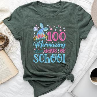 100 Days School Mermaid Girl 100 Mermazing Days Of School Bella Canvas T-shirt - Seseable