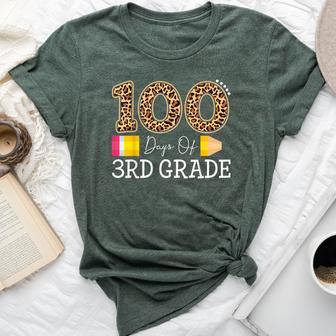 100 Days Of Third Grade Leopard Happy 100Th Day Of School Bella Canvas T-shirt | Mazezy DE
