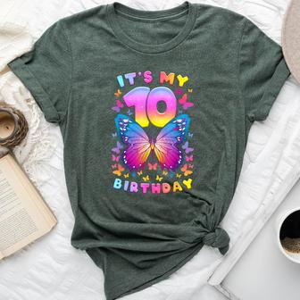 10Th Birthday Girl 10 Years Butterfly Number 10 Bella Canvas T-shirt - Monsterry AU