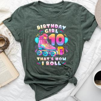 10Th Birthday Girl 10 Years Roller Skates Number 10 Bella Canvas T-shirt - Seseable