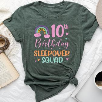10Th Birthday Rainbow Sleepover Squad Pajamas Slumber Girls Bella Canvas T-shirt - Thegiftio UK