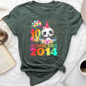 10Years Old 10Th Birthday Panda Awesome Since 2014 Bella Canvas T-shirt - Seseable