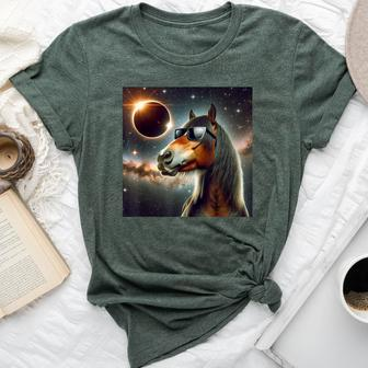 2024 Solar Eclipse Horse Wearing Glasses Totality Bella Canvas T-shirt | Mazezy