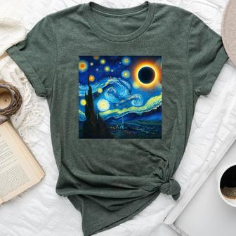 2024 Solar Eclipse Starry Night Van Gogh Boy Girl Bella Canvas T-shirt - Seseable
