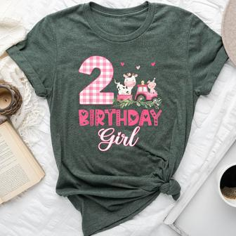 2Nd Birthday Outfit Girl Two Year Old Farm Cow Pig Tractor Bella Canvas T-shirt - Seseable