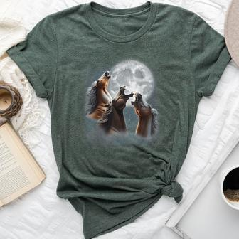 3 Horses Howling At The Moon Horse Lover Equestrian Bella Canvas T-shirt | Mazezy AU