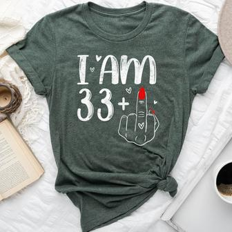 I Am 33 Plus 1 Middle Finger For A 34Th Birthday For Women Bella Canvas T-shirt - Monsterry UK