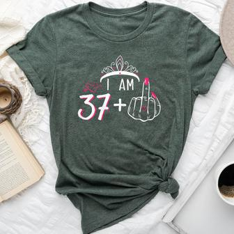 I Am 37 Plus 1 Middle Finger For A 38Th Birthday For Women Bella Canvas T-shirt - Thegiftio UK
