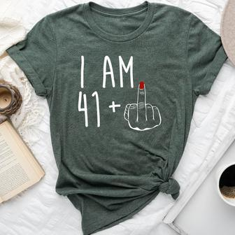 I Am 41 Plus 1 Middle Finger Girl 42Nd Birthday 42 Years Old Bella Canvas T-shirt | Mazezy