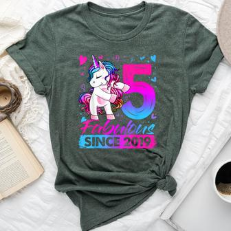 5 Years Old Flossing Unicorn 5Th Birthday Girl Party Bella Canvas T-shirt | Mazezy