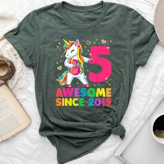 5 Years Old Unicorn Flossing 5Th Birthday Girl Unicorn Party Bella Canvas T-shirt - Monsterry CA