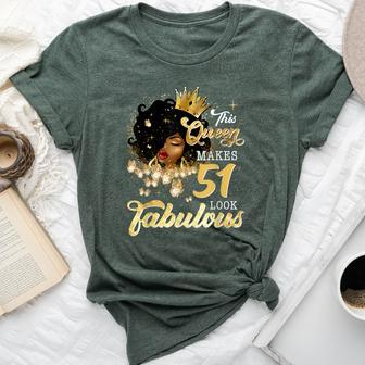 51St Birthday Queen 51 Years Old Black Girl Afro Woman Bella Canvas T-shirt - Seseable