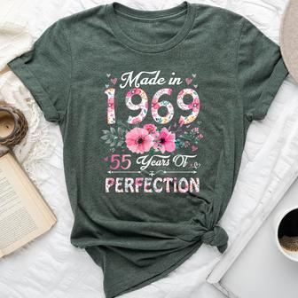 55 Year Old Made In 1969 Floral 55Th Birthday Women Bella Canvas T-shirt | Mazezy