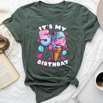 5Th Birthday Girl 5 Years Ice Cream Number 5 Bella Canvas T-shirt - Monsterry UK