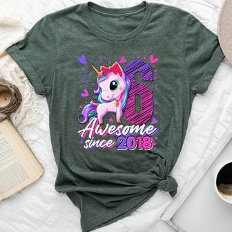 6 Years Old Flossing Unicorn 6Th Birthday Girl Party Bella Canvas T-shirt | Mazezy