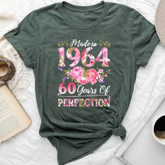 60 Year Old Made In 1964 Birthday Floral 60Th Birthday Women Bella Canvas T-shirt - Seseable