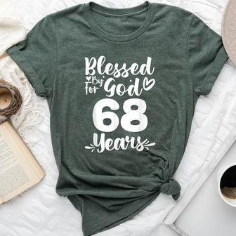 68Th Birthday Woman Girl Blessed By God For 68 Years Bella Canvas T-shirt | Mazezy