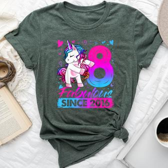 8 Years Old Flossing Unicorn 8Th Birthday Girl Party Bella Canvas T-shirt | Mazezy