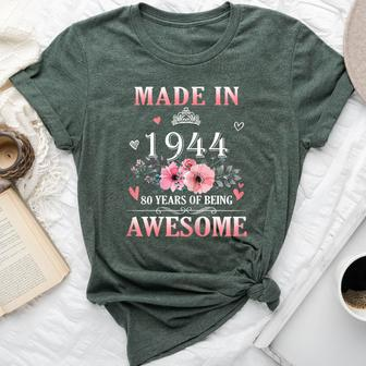 80 Year Old Made In 1944 Floral 80Th Birthday Women Bella Canvas T-shirt - Seseable