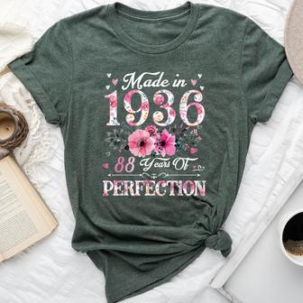 88 Year Old Made In 1936 Floral 88Th Birthday For Women Bella Canvas T-shirt - Thegiftio UK
