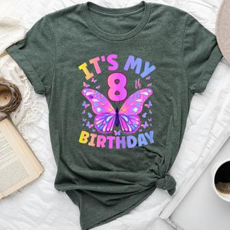 8Th Birthday For Girls 8 Year Old Butterfly Birthday Bella Canvas T-shirt - Seseable