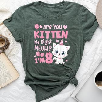 8Th Cat Birthday Party Eight Year Old Girl Kitty Birthday Bella Canvas T-shirt - Seseable