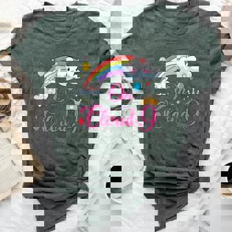 9 Year Old Birthday Decorations Rainbow On Cloud Nine 9Th Bella Canvas T-shirt - Seseable