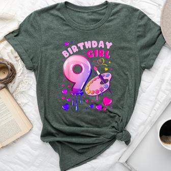 9Th Birthday Girl 9 Years Painting Art Number 9 Bella Canvas T-shirt - Monsterry DE