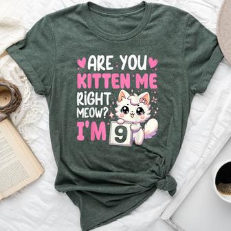 9Th Birthday Girl 9Yr Nine 9 Year Old Kitten Cat Bday Bella Canvas T-shirt - Thegiftio UK
