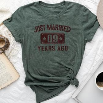 9Th Wedding Anniversary Husband Wife Just Married 9 Years Bella Canvas T-shirt | Mazezy