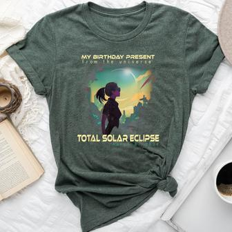 Aesthetic Girl Total Solar Eclipse Apr 8 2024 Birthday Bella Canvas T-shirt - Seseable
