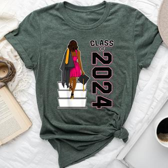 African American Afro Black Girl Graduation Class Of 2024 Bella Canvas T-shirt - Thegiftio UK
