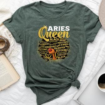African American Zodiac Birthday Aries Queen Bella Canvas T-shirt - Seseable