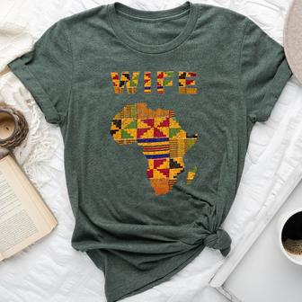 Afro Black Wife African Ghana Kente Cloth Couple Matching Bella Canvas T-shirt | Mazezy CA