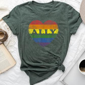 Ally Rainbow Flag Heart For Lgbt Gay Support Rights Bella Canvas T-shirt - Monsterry