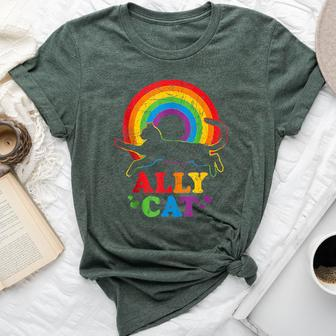 Allycat Lgbt Cat With Ally Pride Rainbow Bella Canvas T-shirt - Monsterry CA