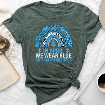 In April We Wear Blue Rainbow Autism Awareness Month Bella Canvas T-shirt - Seseable