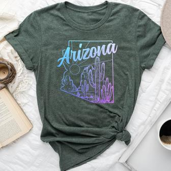 Arizona Az Pride Cactus Desert State Map Bella Canvas T-shirt | Mazezy UK