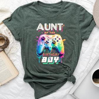Aunt Of The Birthday Boy Matching Family Video Game Party Bella Canvas T-shirt - Seseable